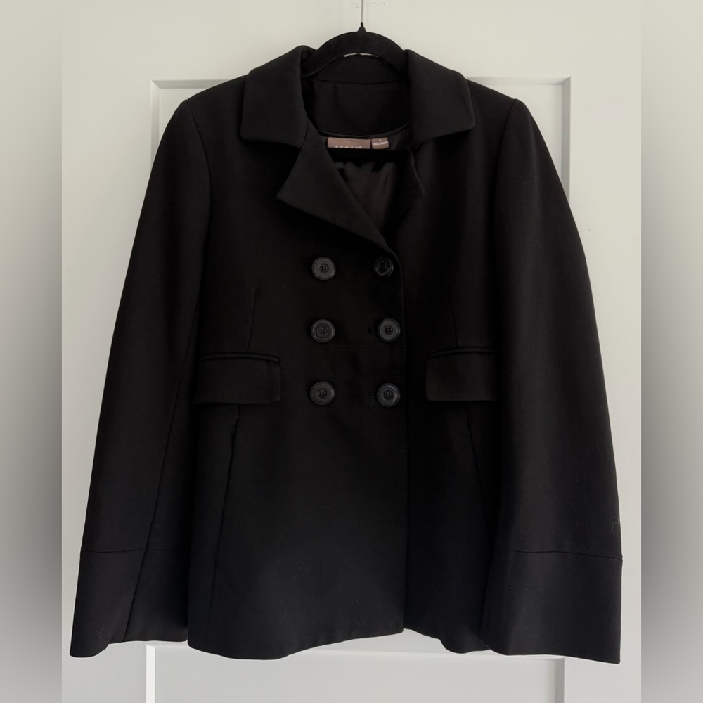 EUC Kenar Women's Double Breasted Black Feminine Pea Coat, Size 8